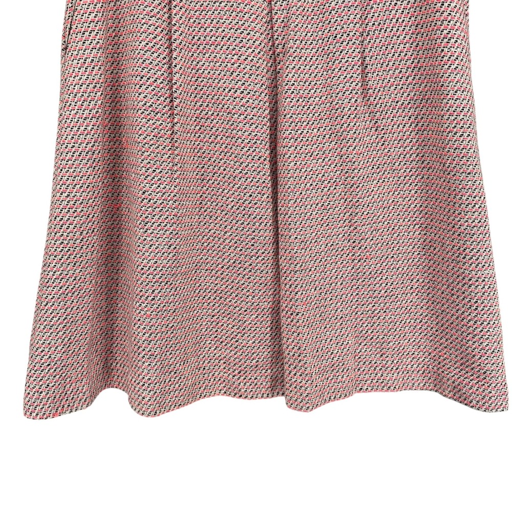 Banana Republic Pink Black Textured V-Neck Fit Flare Dress Pockets Womens 0 - Picture 3 of 13
